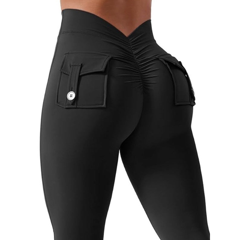 ZASUWA Female Deep V Back Pocket Cargo Leggings