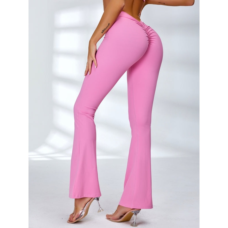 ZASUWA Female Deep V Back Scrunch Bum Flare Leggings