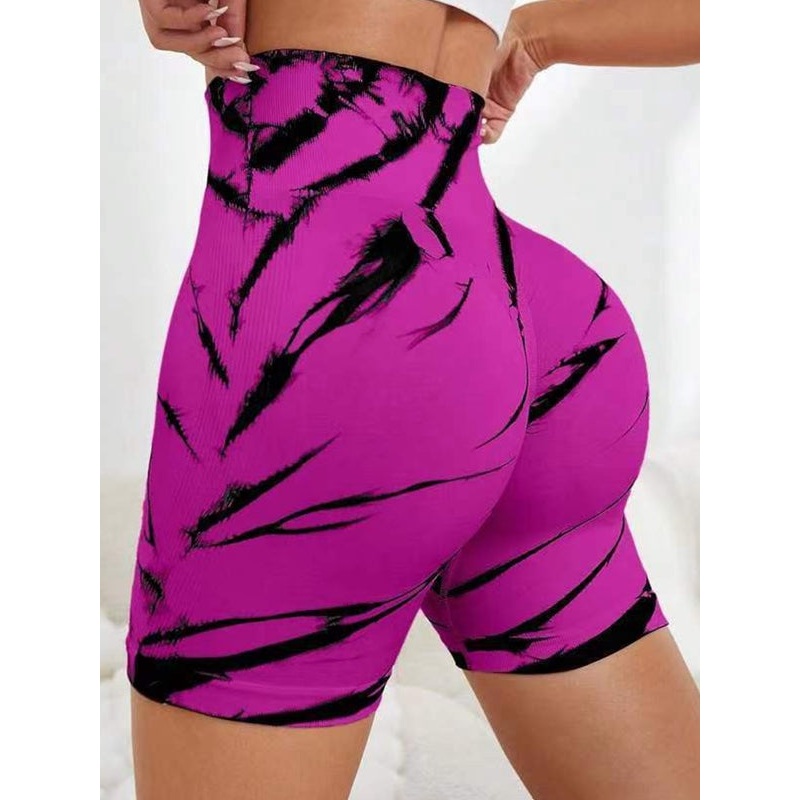 ZASUWA Female Hot Tie-dye Scrunch Bum Spandex Gym Booty Shorts
