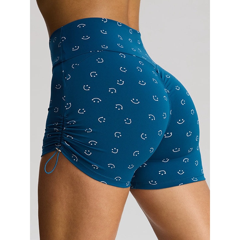 ZASUWA Female Print Drawstring Spandex Gym Booty Shorts