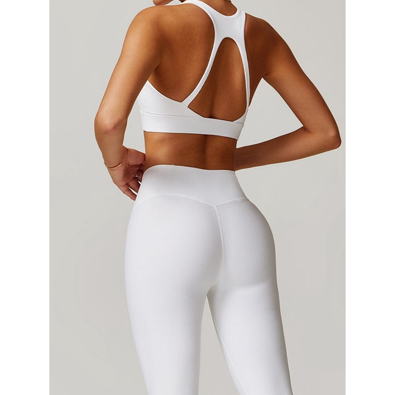 ZASUWA Female Ribbed Hollow Out Yoga Tracksuit
