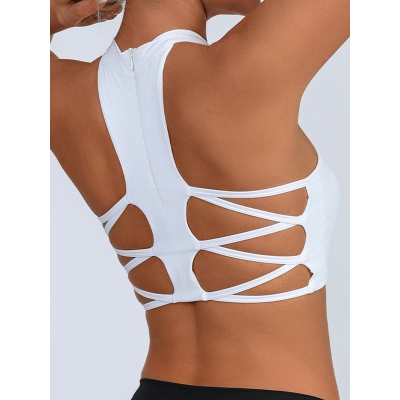 ZASUWA Female Sexy Mesh Cross Back Quick Dry Sports Bras