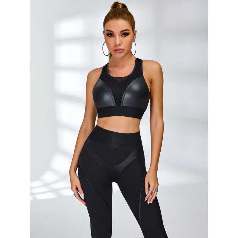 ZASUWA Female Ultra Sexy Fly Eye Push-up PU Fishnet Tracksuit