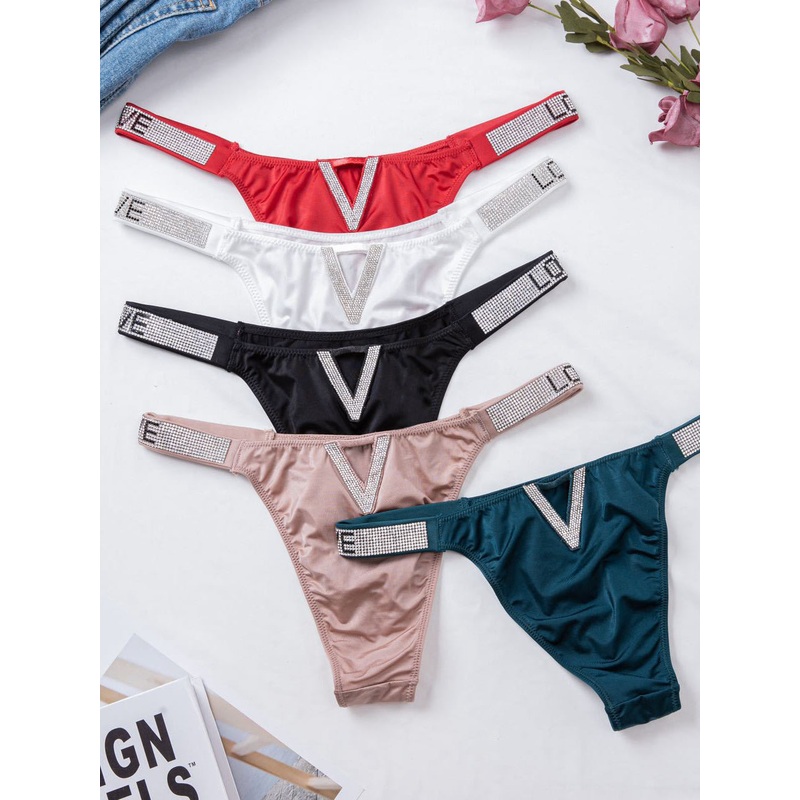 ZASUWA Female V Back Dazling Diamond Panties