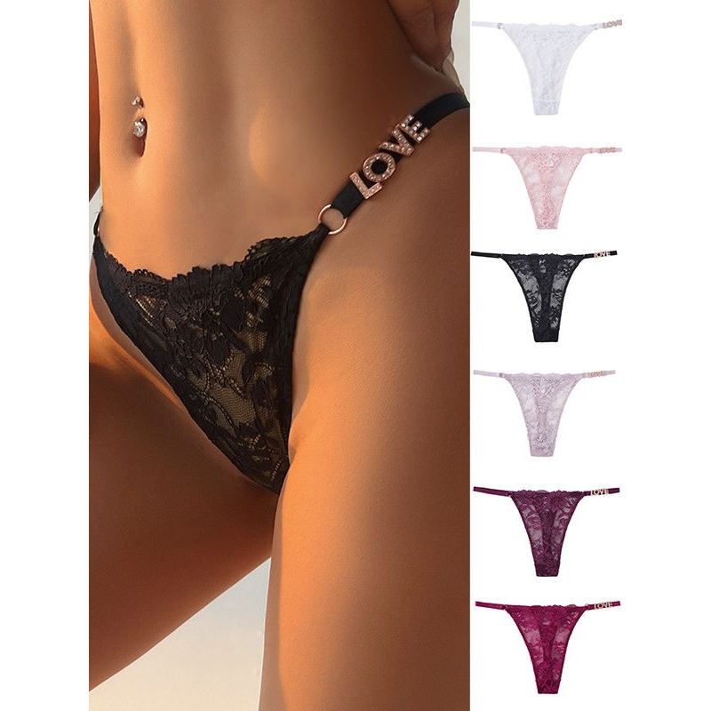 ZASUWA Femal Sexy Mesh Lace Metal Panties