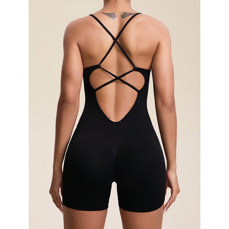 ZASUWA Female Backless Scrunch Bum Seamless Romper