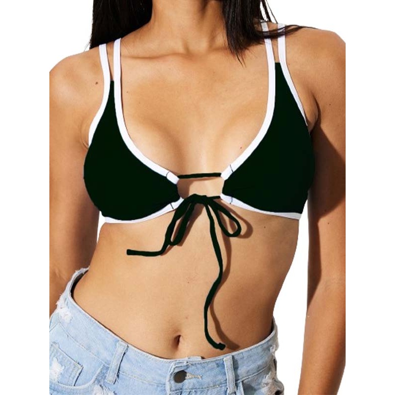 ZASUWA Female Contrast Color Hollow Out Drawstring Sports Bras