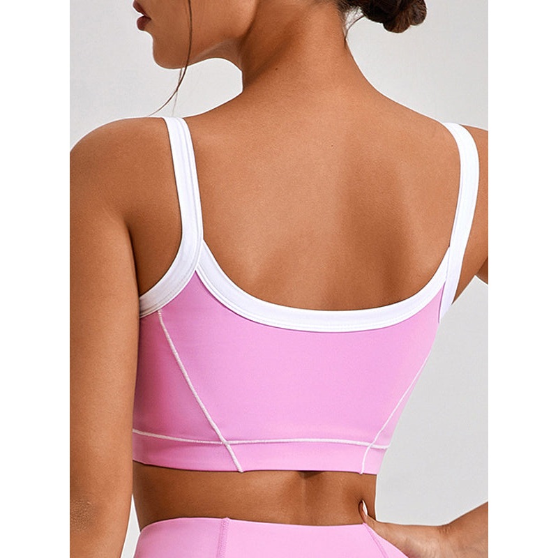 ZASUWA Female Contrast Color Shockproof U Collar Sports Bras
