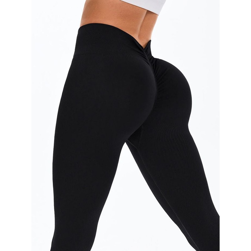 ZASUWA Female Deep V Seamless Quick Dry High-waisted Scrunch Bum Leggings