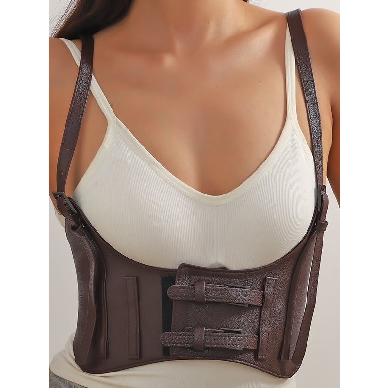 ZASUWA Female Faux Leather Punk Retro Shapewear