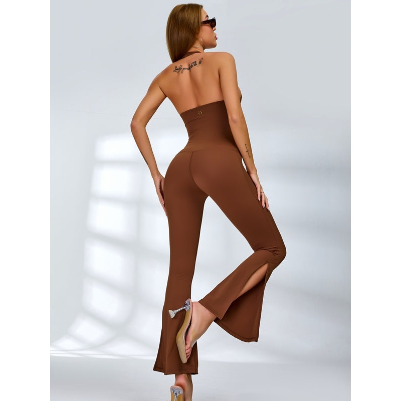 ZASUWA Female Halter Split Flare Jumpsuit