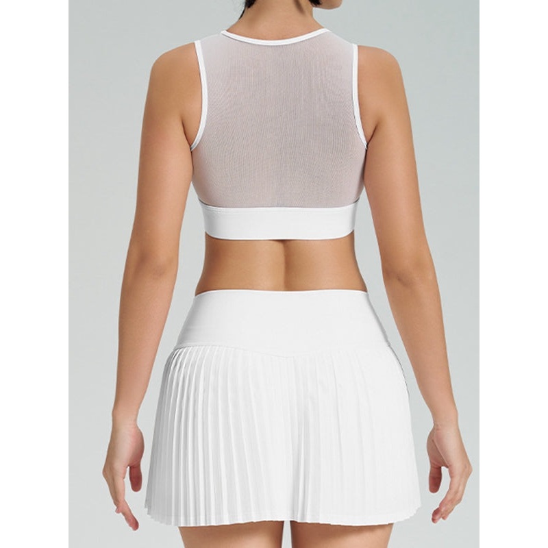 ZASUWA Female Mesh Pleated 2 In 1 Tennis Skirts Suit