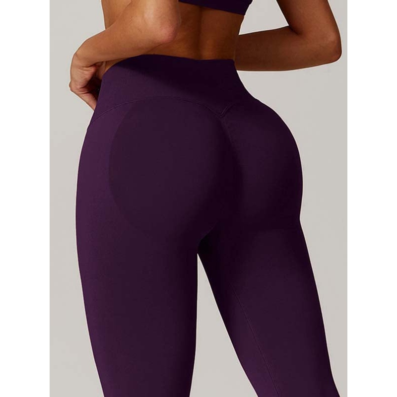 ZASUWA Female Seamless Solid Color Elastic Tight Push Up Design Leggings