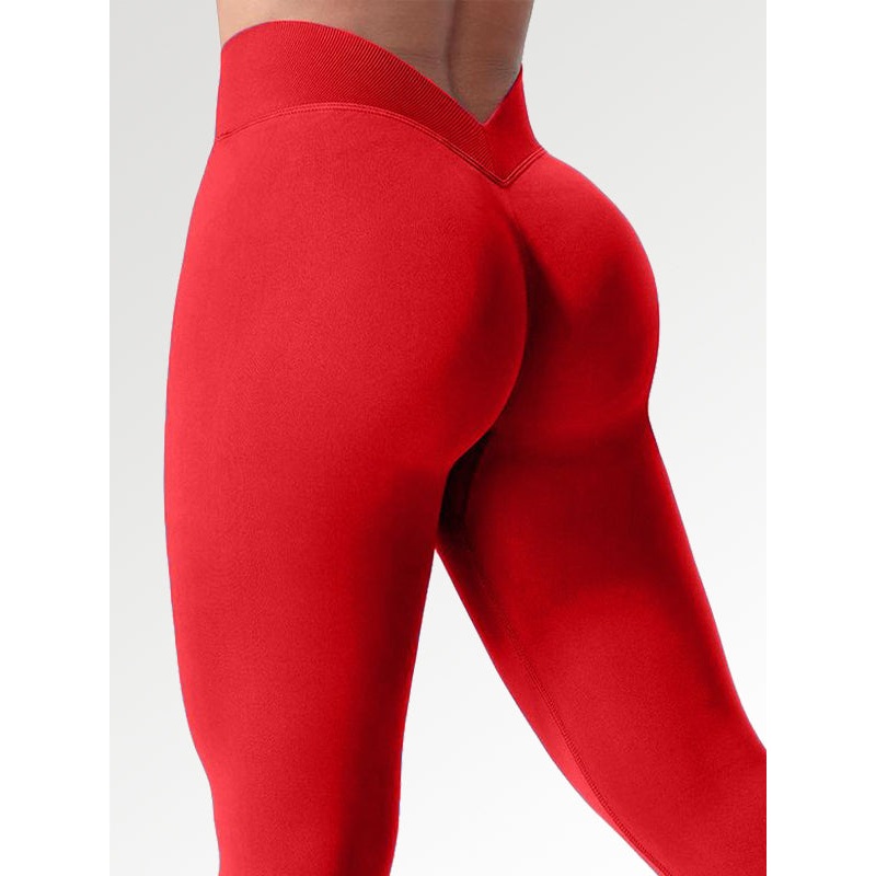 ZASUWA Female Seamless Solid Color V-shaped Waist Leggings