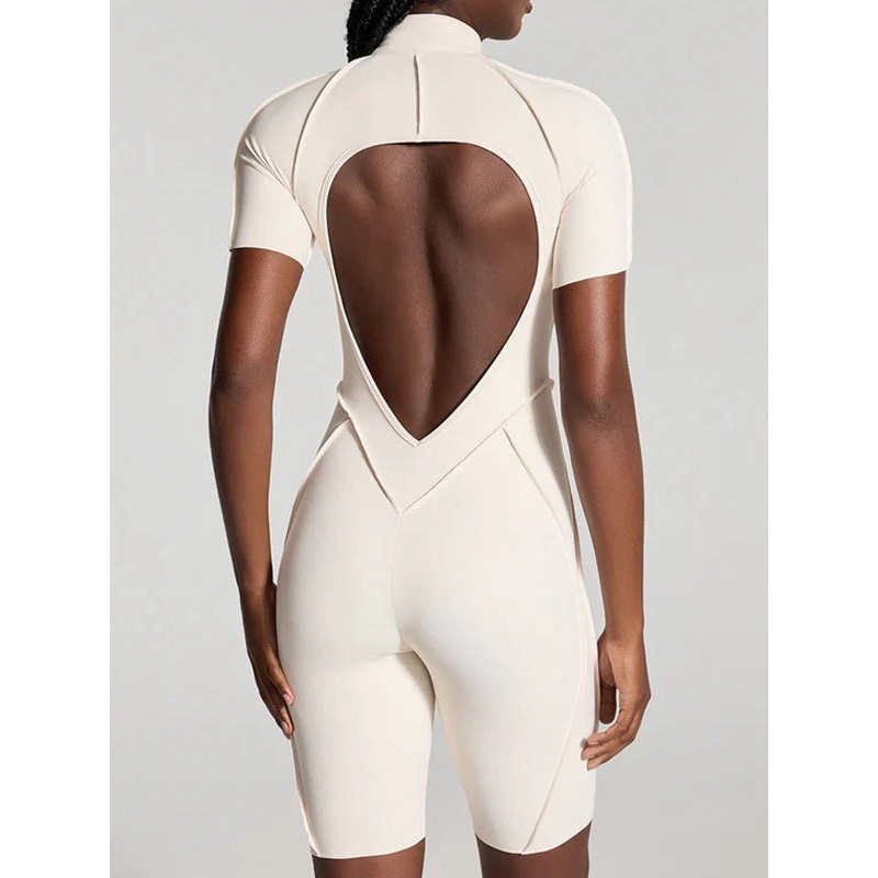 ZASUWA Female Sexy Backless Zipper Scrunch Bum Romper