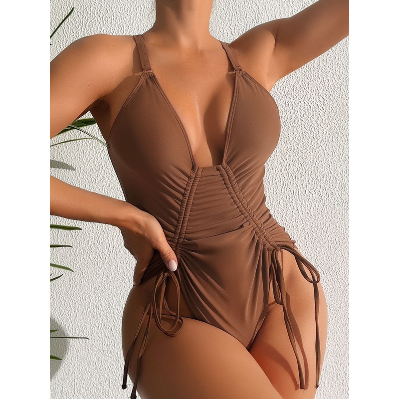 ZASUWA Female Sexy Solid Color Drawstring One Piece