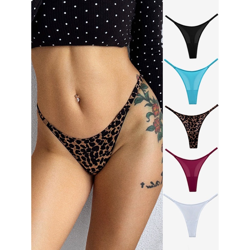ZASUWA Female Sexy Solid Color Print T-Back Panties