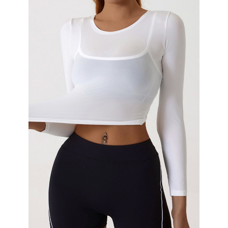 ZASUWA Female Sexy Ventilation Sheer Airy Thin and Light Mesh Elastic Tight Long Sleeves