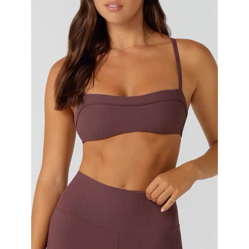 ZASUWA Female Solid Color Hollow Out Cross Beauty Back Sports Bras