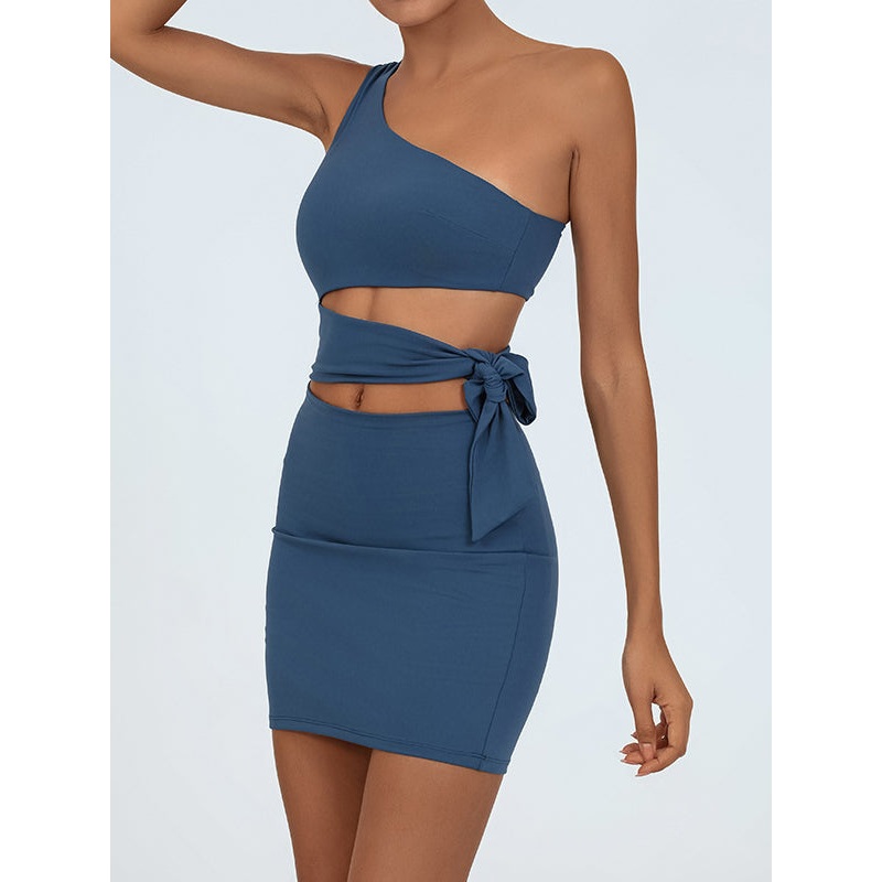 ZASUWA Female Solid Color Tailoring Hollow Out Quick-dry Dress