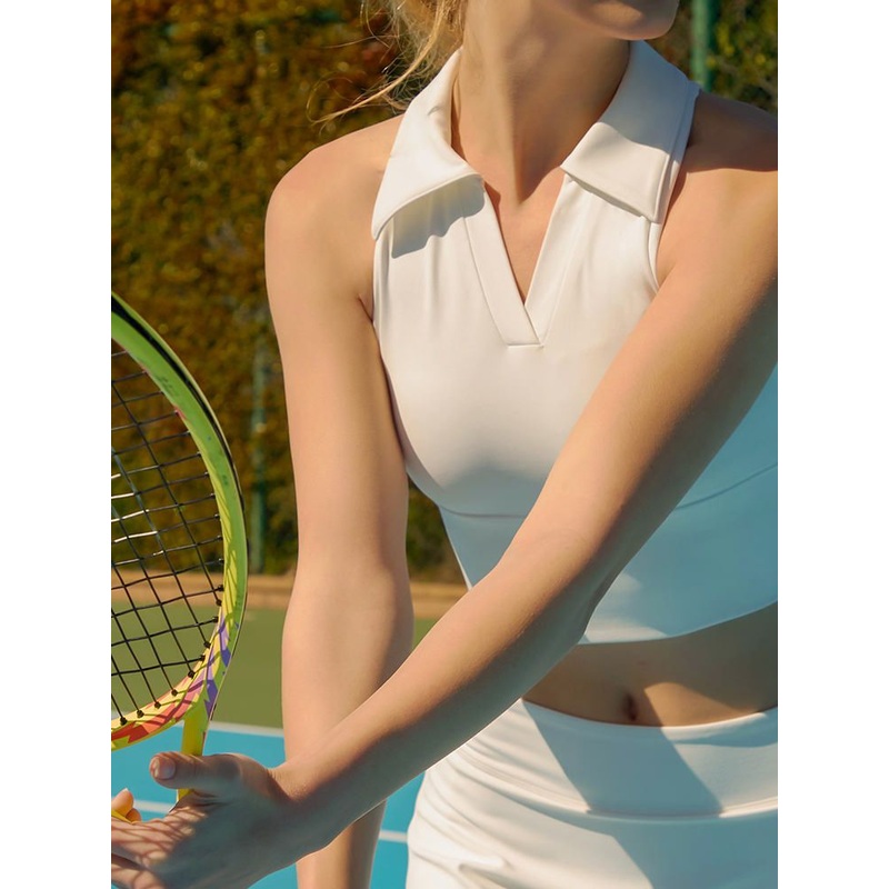 ZASUWA Female Stand Up Collar Solid Color Quick Dry with Chest Pads Tank