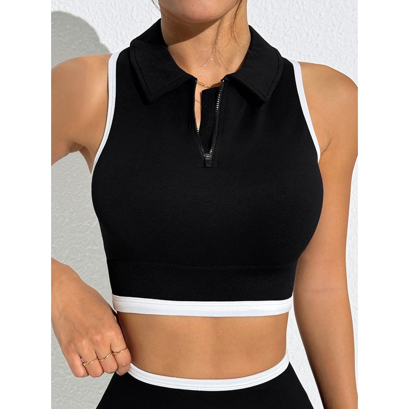 ZASUWA Female Stand Up Collar Zipper Quick Dry Tank
