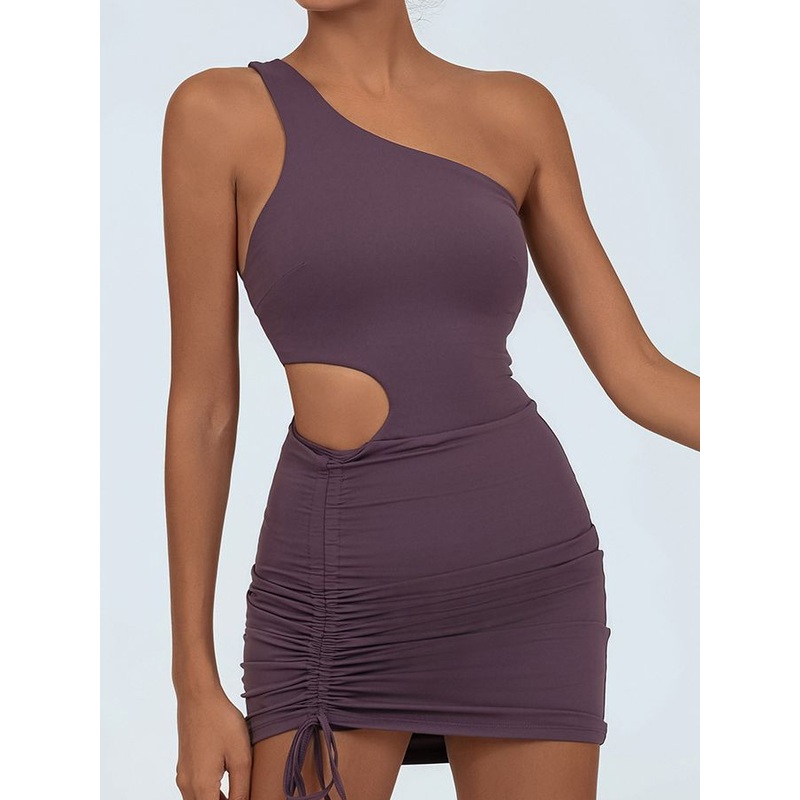 ZASUWA Female Tailoring Drawstring Hollow Out Elastic Tight Quick Dry Dress