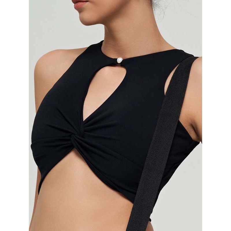 ZASUWA Female Twist Hollow Out Solid Color Tank