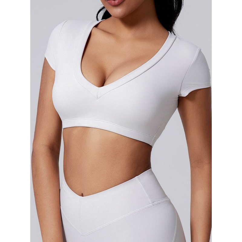 ZASUWA Female V Collar Backless Short Sleeves