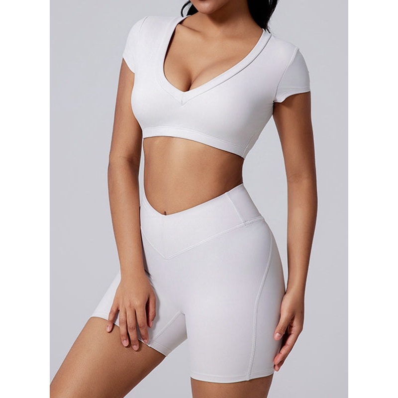 ZASUWA Female V Collar Backless V-shape Waist Hip-lift Short Tracksuit