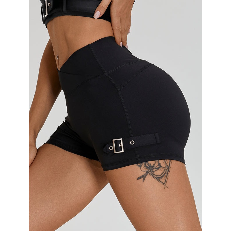 ZASUWA Female Button V-shape Waist Cargo Style Shorts