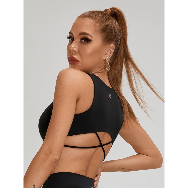 ZASUWA Female Cross Back Zipper Sports Tank