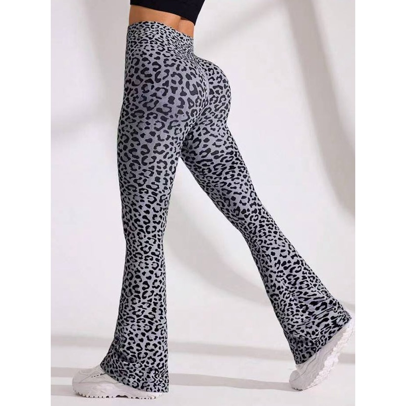 ZASUWA Female Leopard Print Flare High-rise Leggings