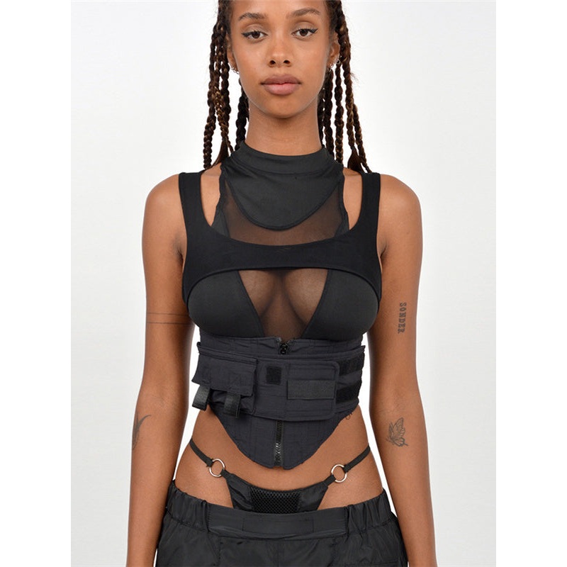 ZASUWA Female Sexy Hollow Out Mesh Splicing Sports Bras
