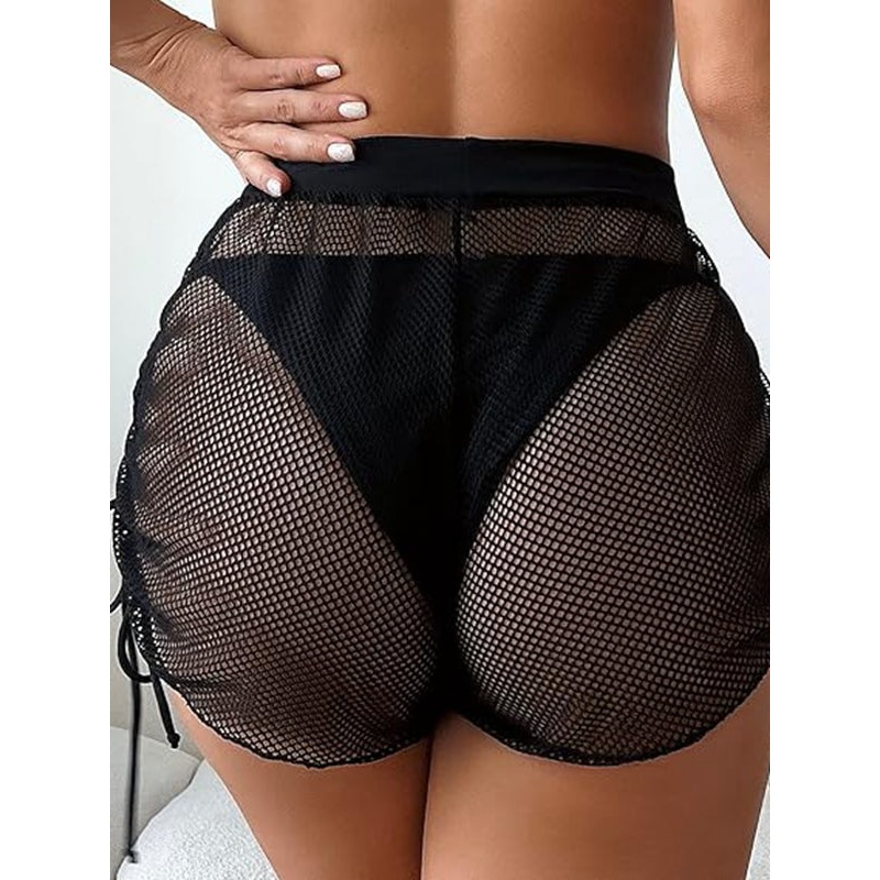 ZASUWA Female Sexy Sheer Fishnet Spandex Gym Booty Shorts