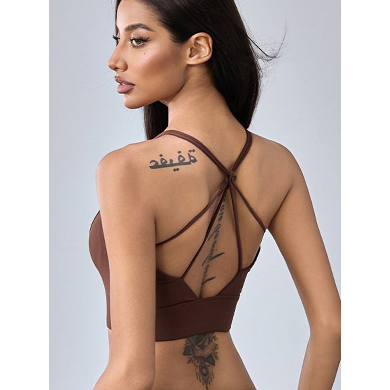 ZASUWA Female Solid Color Cross Back Quick Dry Sports Bras