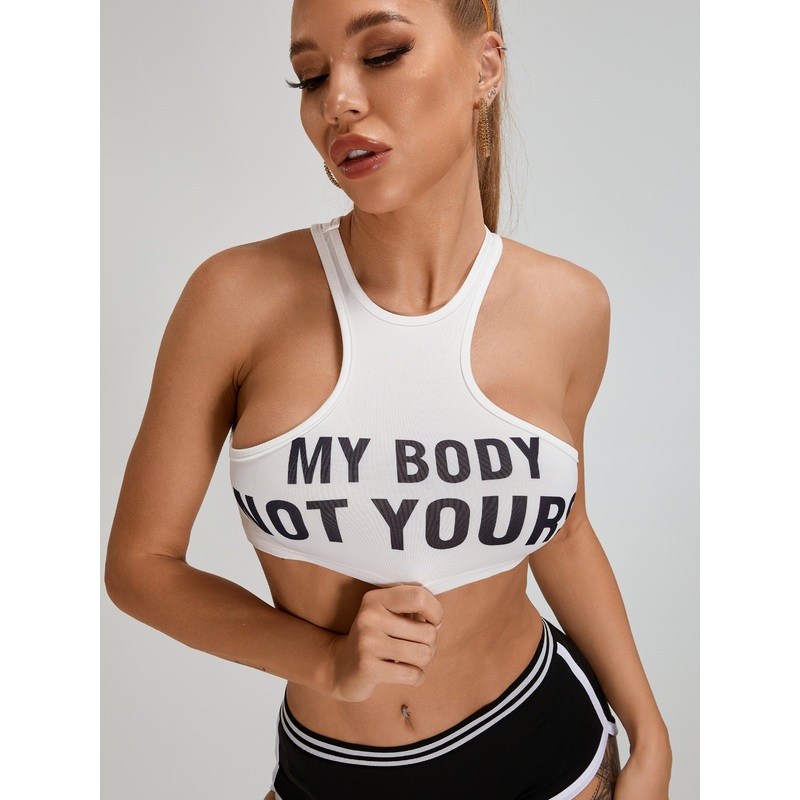 ZASUWA Female Tight Letter Print Sports Bras