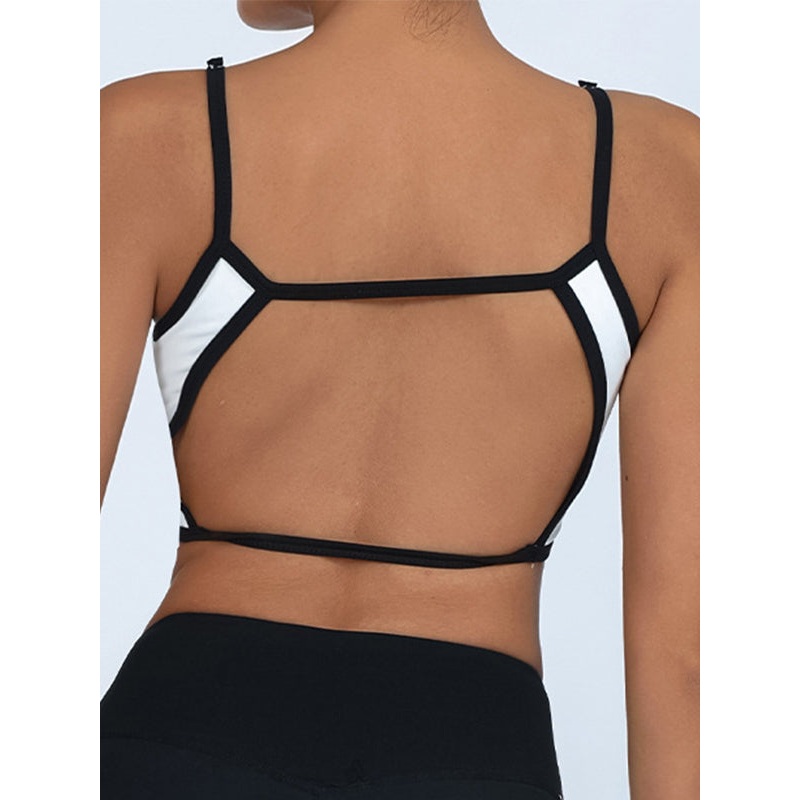 ZASUWA Female Contrast Color Elastic Tight Quick Dry Hollow Out Backless Sports Bras