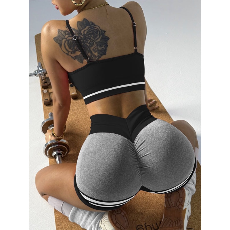 ZASUWA Female Deep V Back Stripes Short Tracksuit