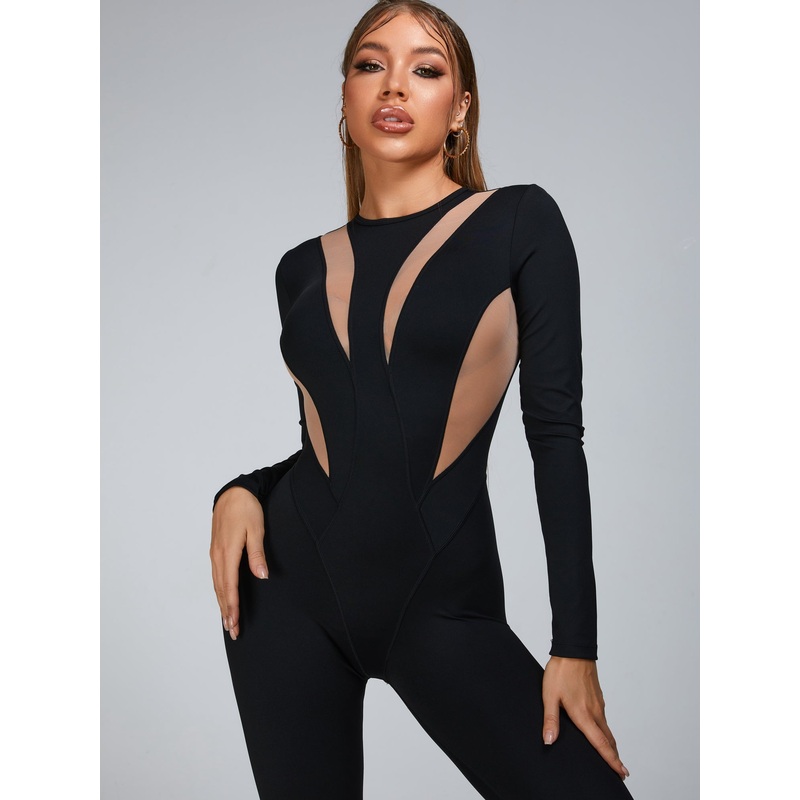 ZASUWA Female Fashion Flame Mesh Jumpsuit