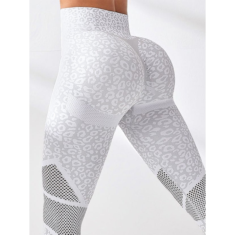 ZASUWA Female Fishnet Splicing Leopard Print Push Up Design Leggings