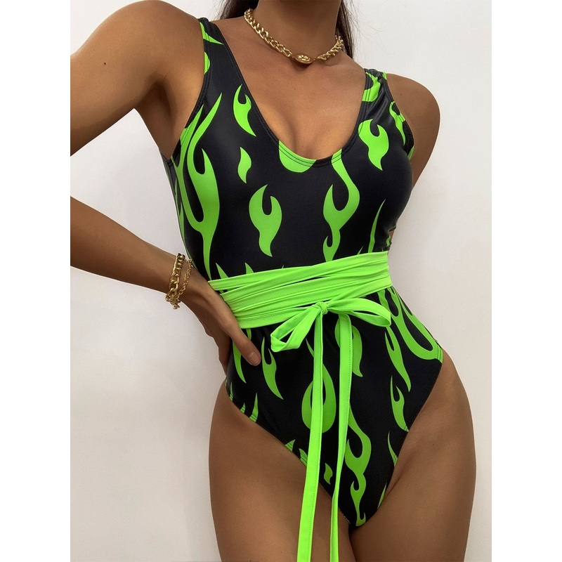ZASUWA Female Hot Flame Bow-knot One-piece