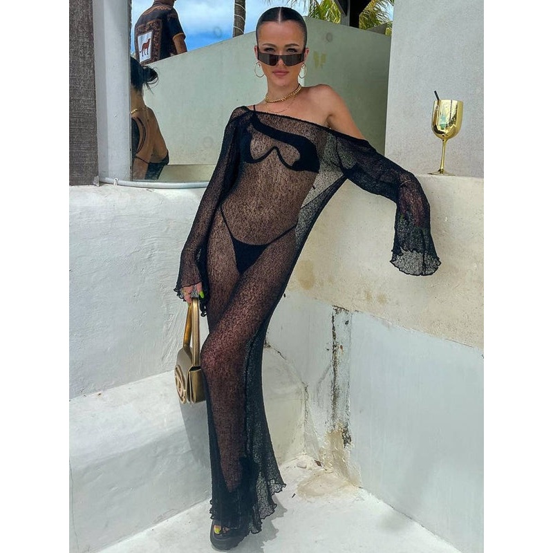ZASUWA Female Mesh Backless Cover Dress