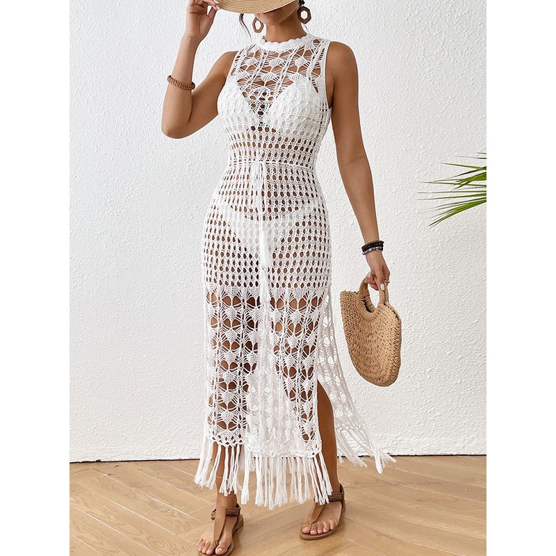 ZASUWA Female Sexy Fishnet Lace-up Swimwear Cover-up Dress Without Bikini Set