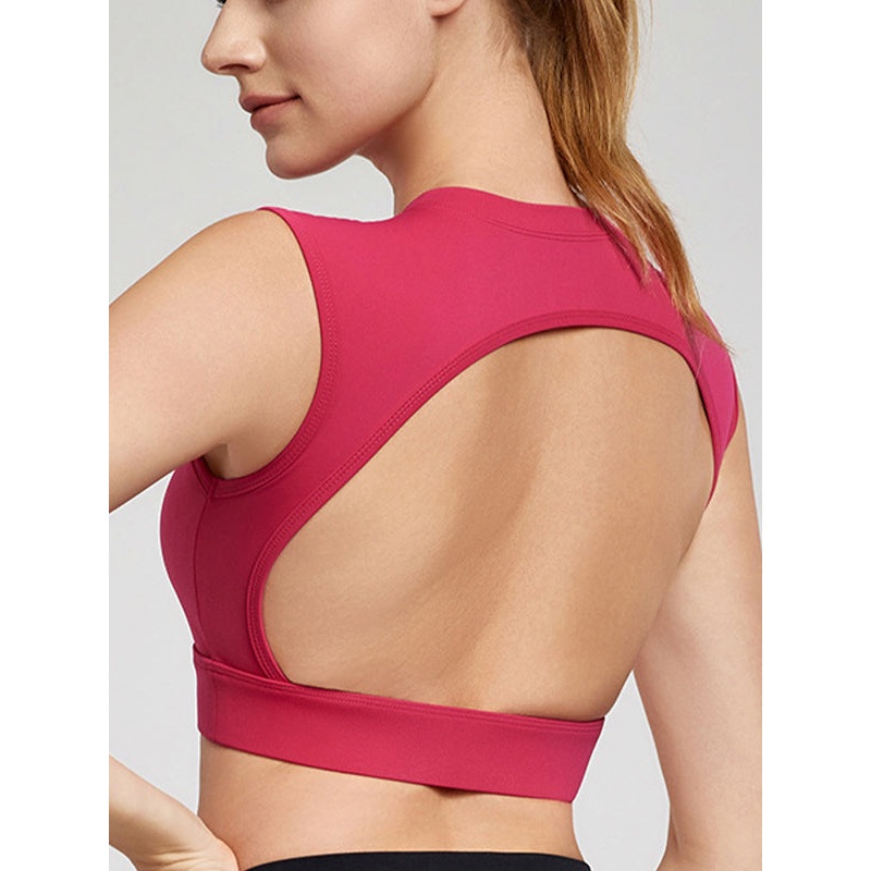 ZASUWA Female Sexy Solid Color Backless with Pads Cropped Tank