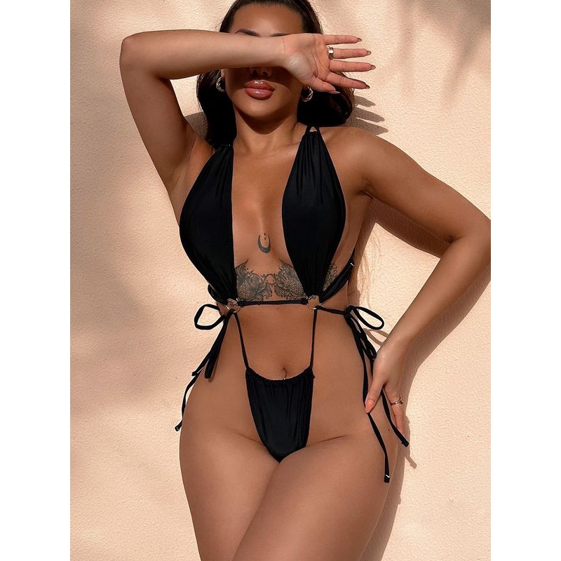 ZASUWA Female Solid Color Cross One Pieces