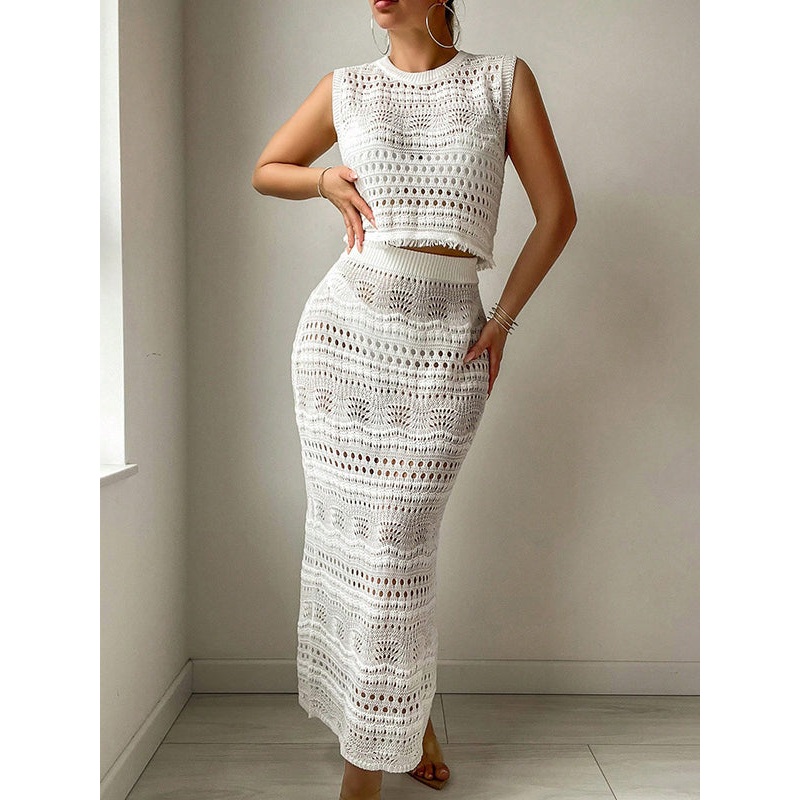 ZASUWA Female Solid Color Fishnet Without Bikini Set Swimwear Cover-up Dress