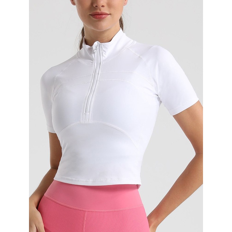 ZASUWA Female Solid Color Zipper Quick Dry Tanks