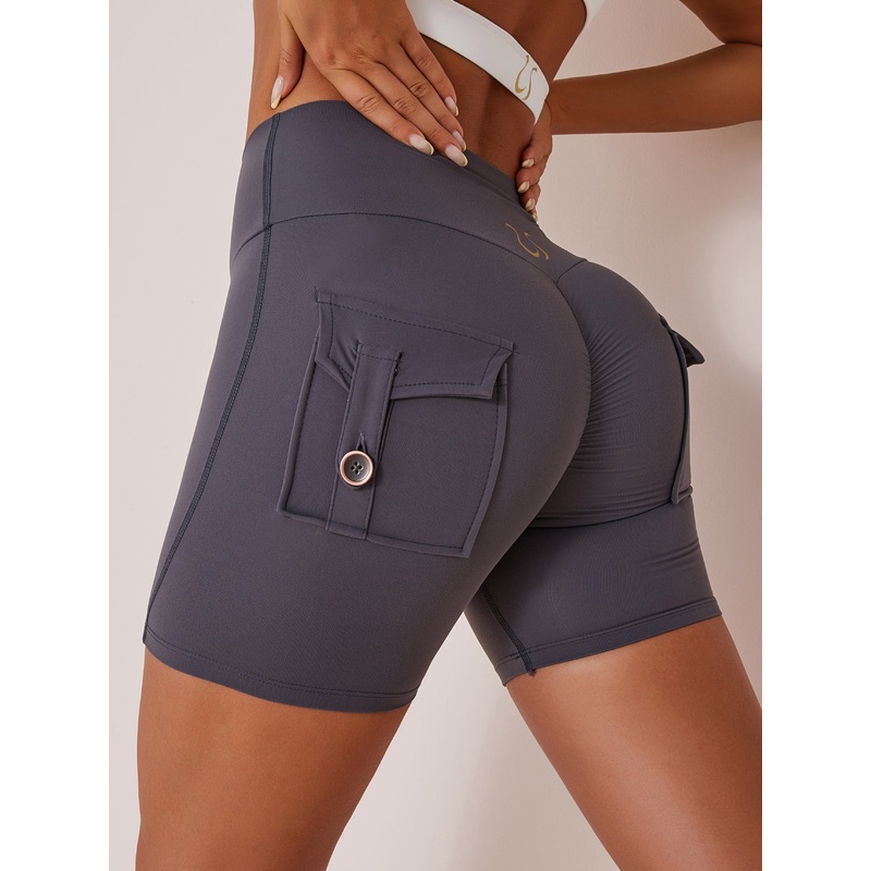 ZASUWA Female Elastic Hip Lifting Spandex Gym Cargo Booty Shorts