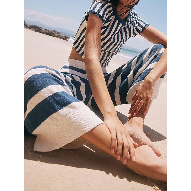 ZASUWA Female Sexy Contrast Color Stripes 2-Pieces Cover-up Without Bikini